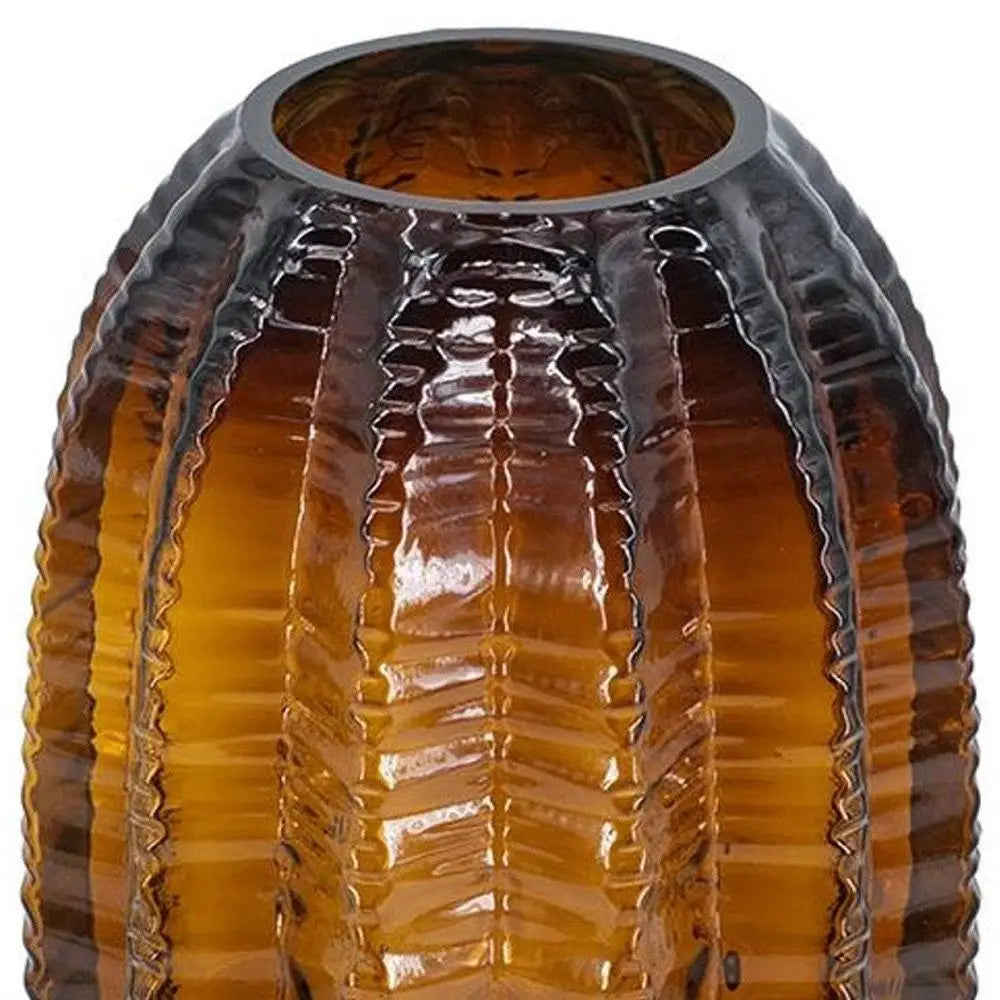 11" Burnt Umber Round Glass Table Vase - NOBLE HOME INTERIORS