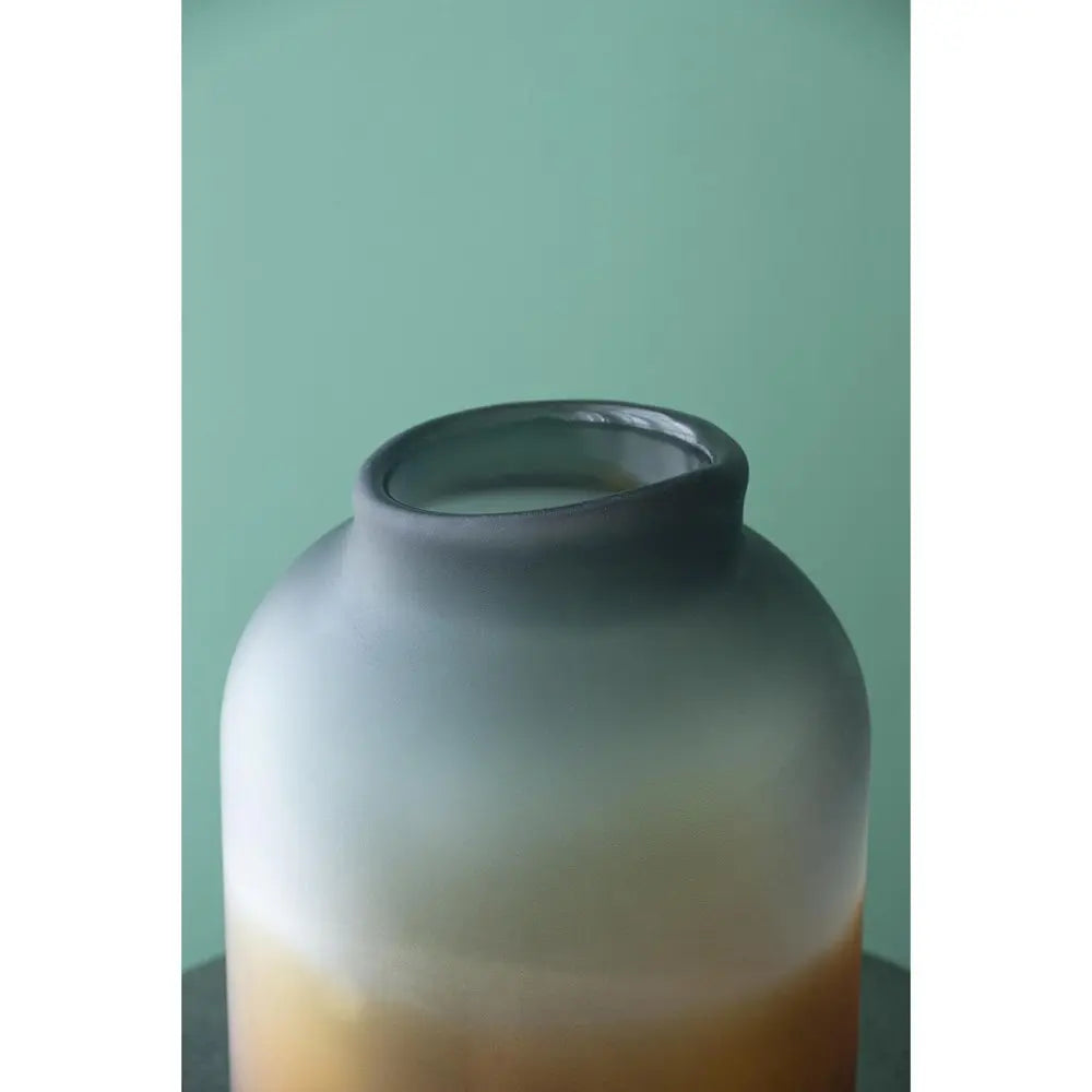 11" Charcoal And Orange Ombre Round Glass Table Vase - NOBLE HOME INTERIORS