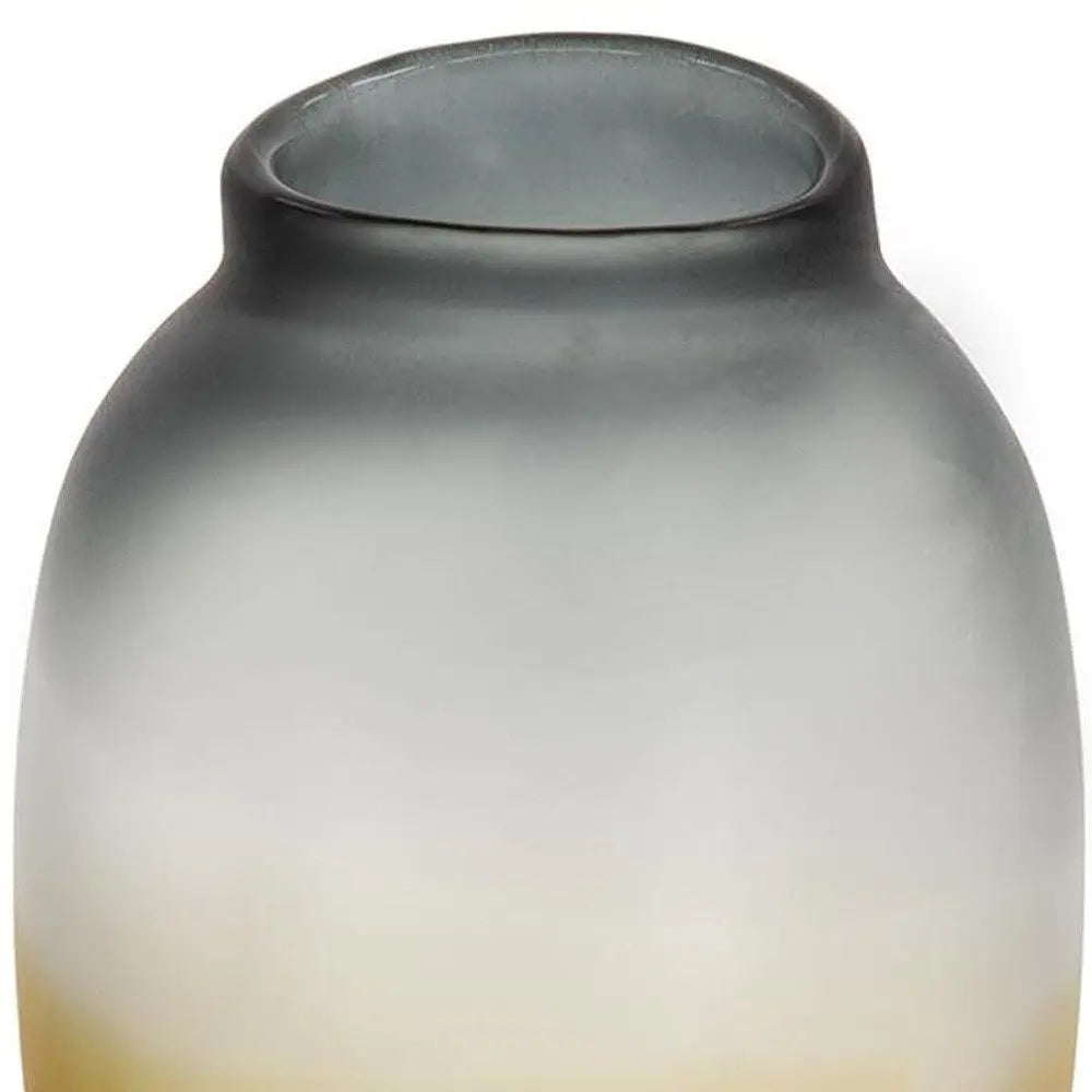 11" Charcoal And Orange Ombre Round Glass Table Vase - NOBLE HOME INTERIORS