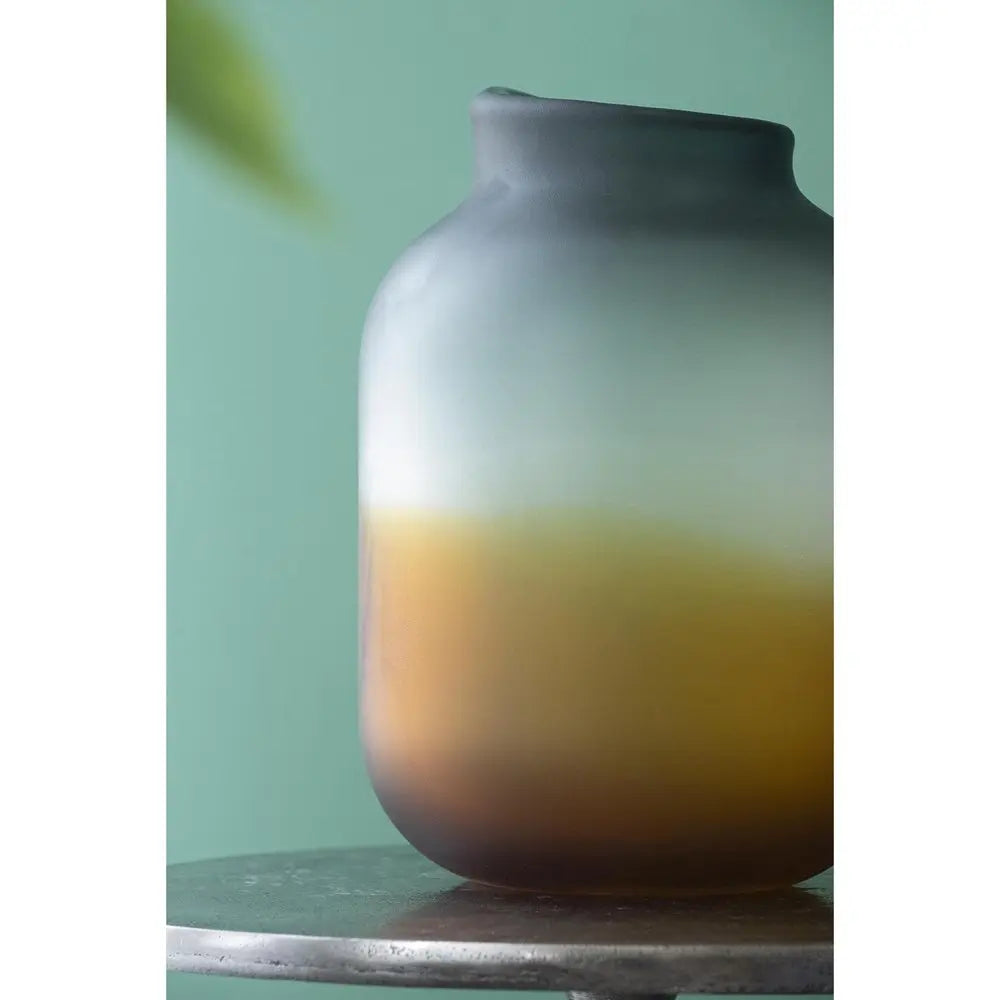 11" Charcoal And Orange Ombre Round Glass Table Vase - NOBLE HOME INTERIORS