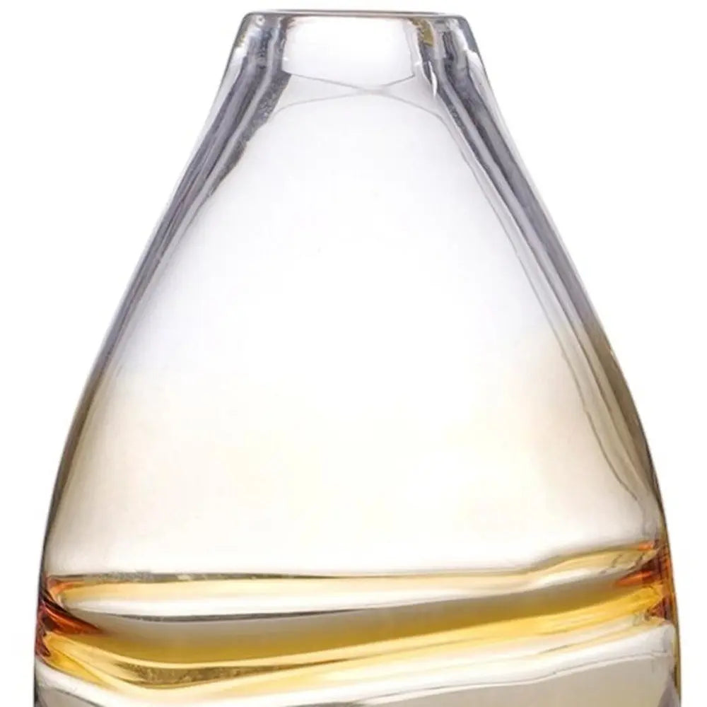 11" Clear And Amber Ombre Glass Round Table Vase - NOBLE HOME INTERIORS