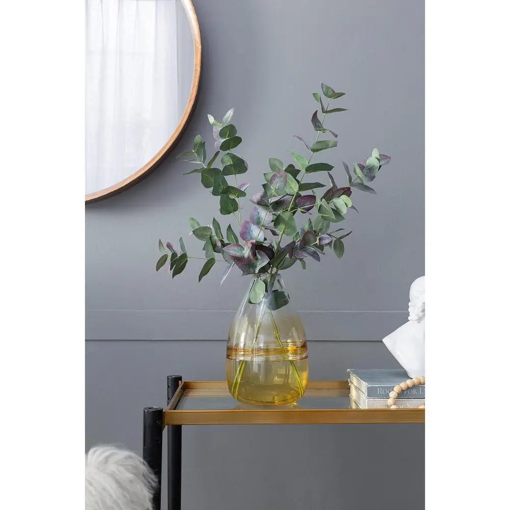 11" Clear And Amber Ombre Glass Round Table Vase - NOBLE HOME INTERIORS