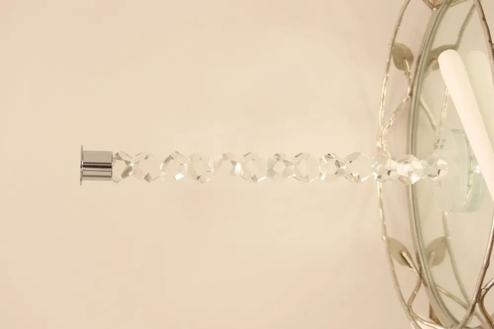 11" Clear And Silver Geo Stacks Crystal Tabletop Taper Candlestick - NOBLE HOME INTERIORS