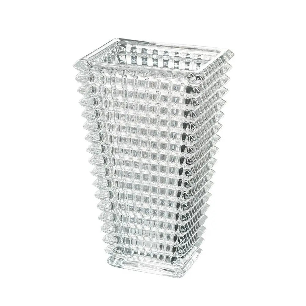 11" Clear Geometric Glass Table Vase - NOBLE HOME INTERIORS