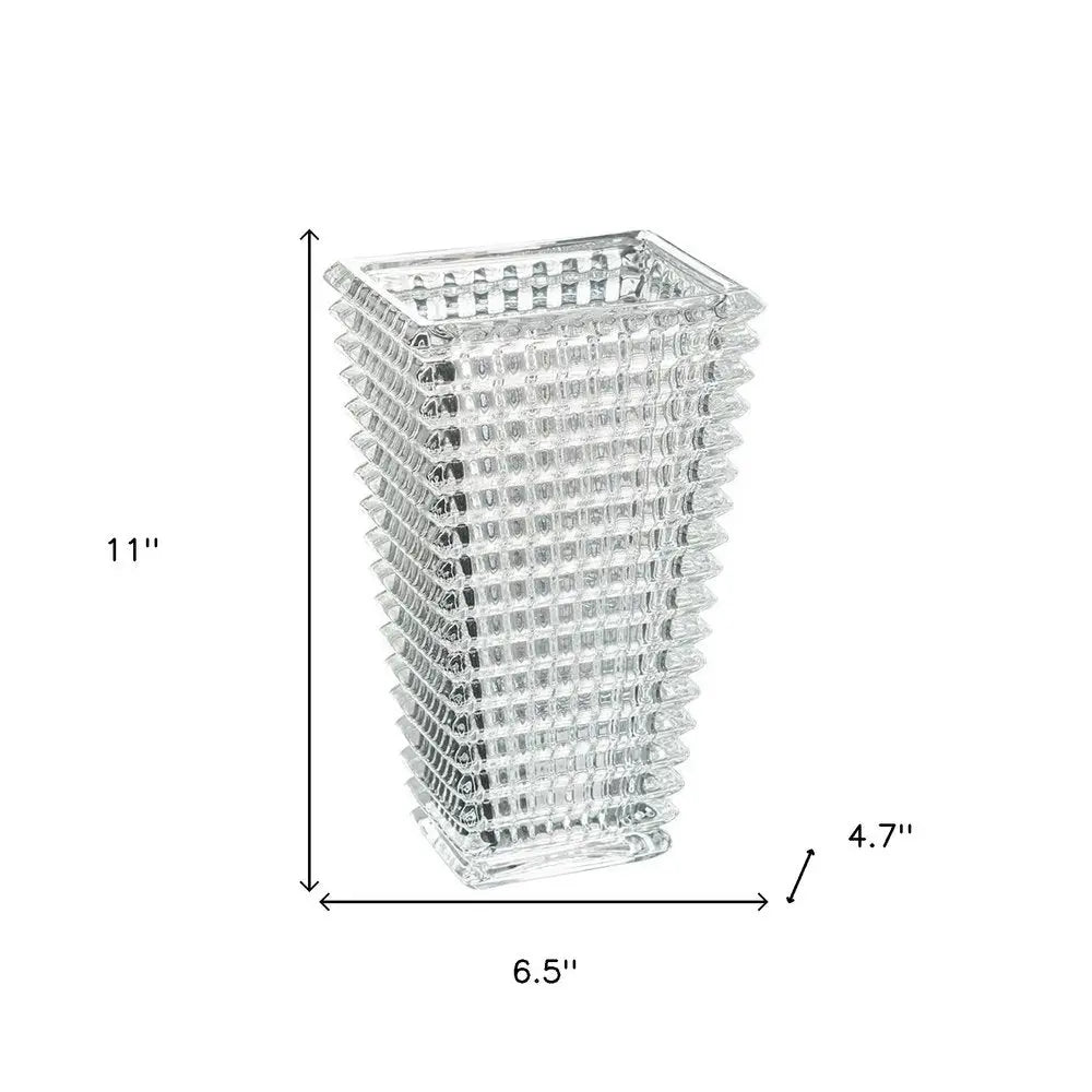 11" Clear Geometric Glass Table Vase - NOBLE HOME INTERIORS