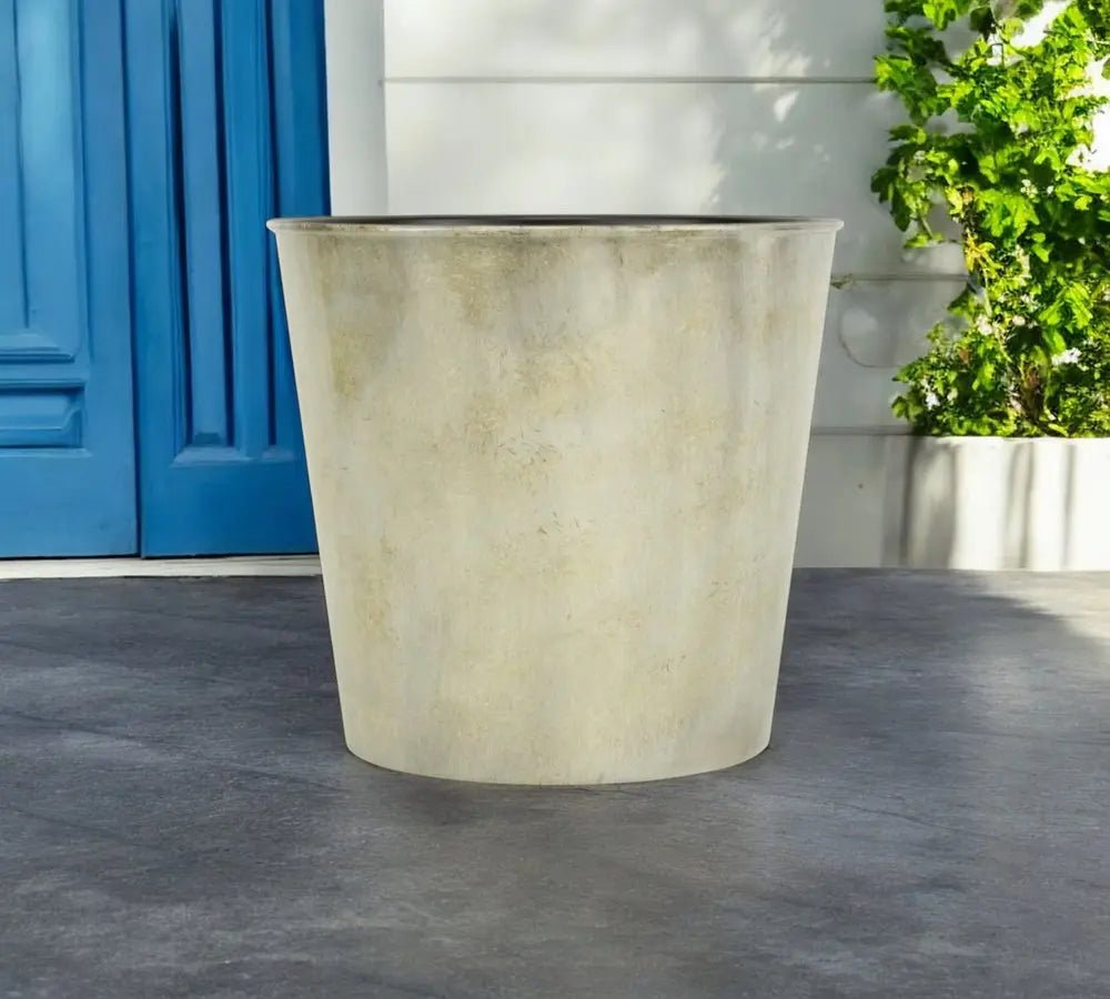 11" Gray Recycled Plastic Indoor Outdoor Round Pot Planter - NOBLE HOME INTERIORS