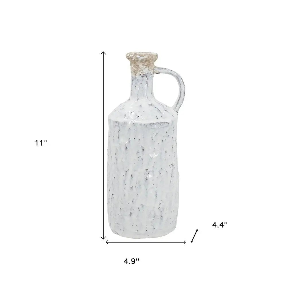 11" Ivory Terracotta Round Jug Vase - NOBLE HOME INTERIORS