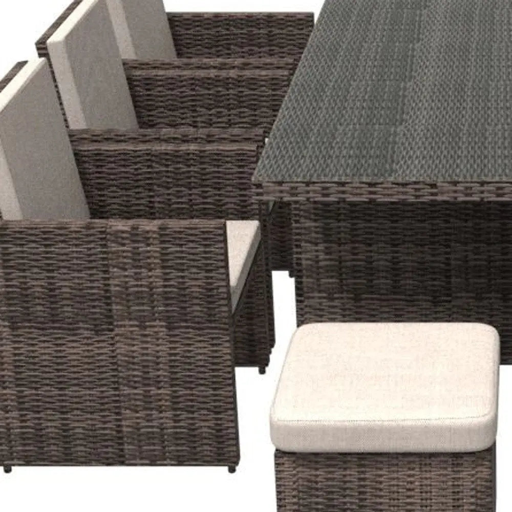 11 Piece Clear and Gray Glass Dining Set - NOBLE HOME INTERIORS