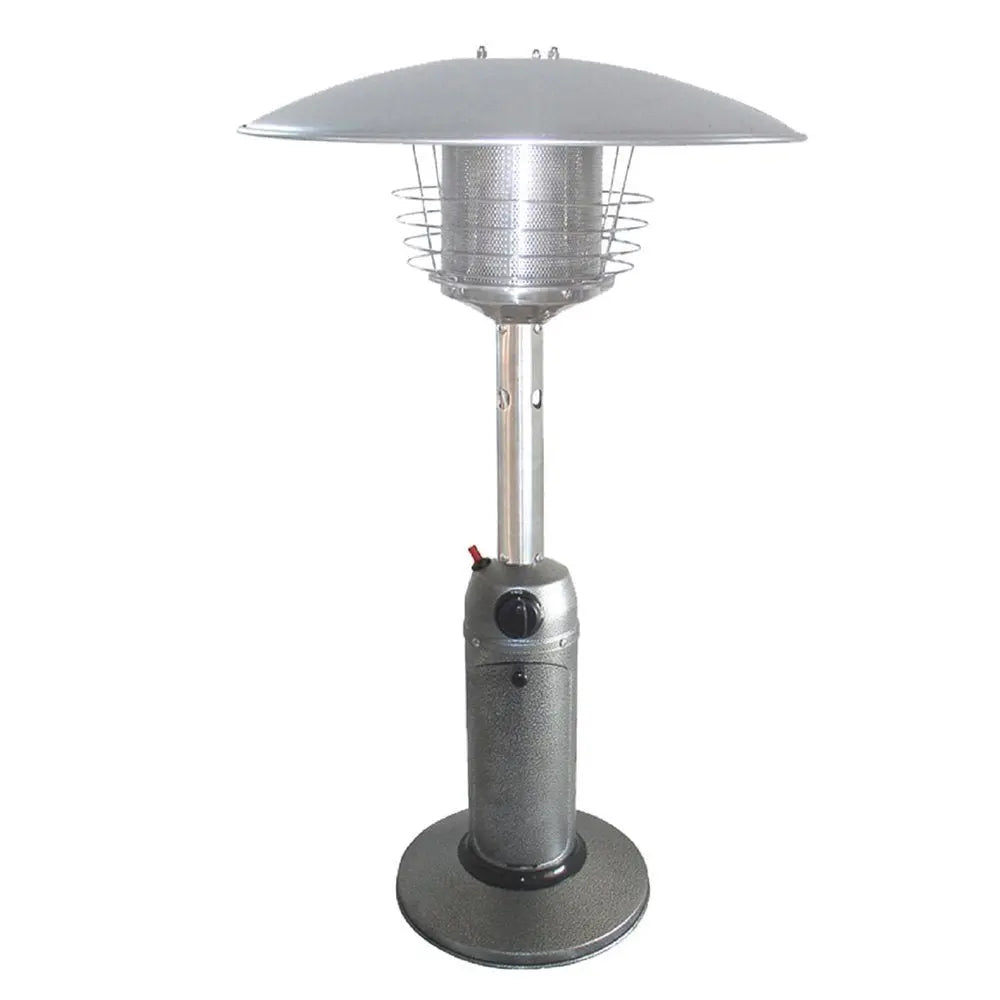 11000 BTU Silver Steel Propane Cylindrical Pole Tabletop Patio Heater - NOBLE HOME INTERIORS
