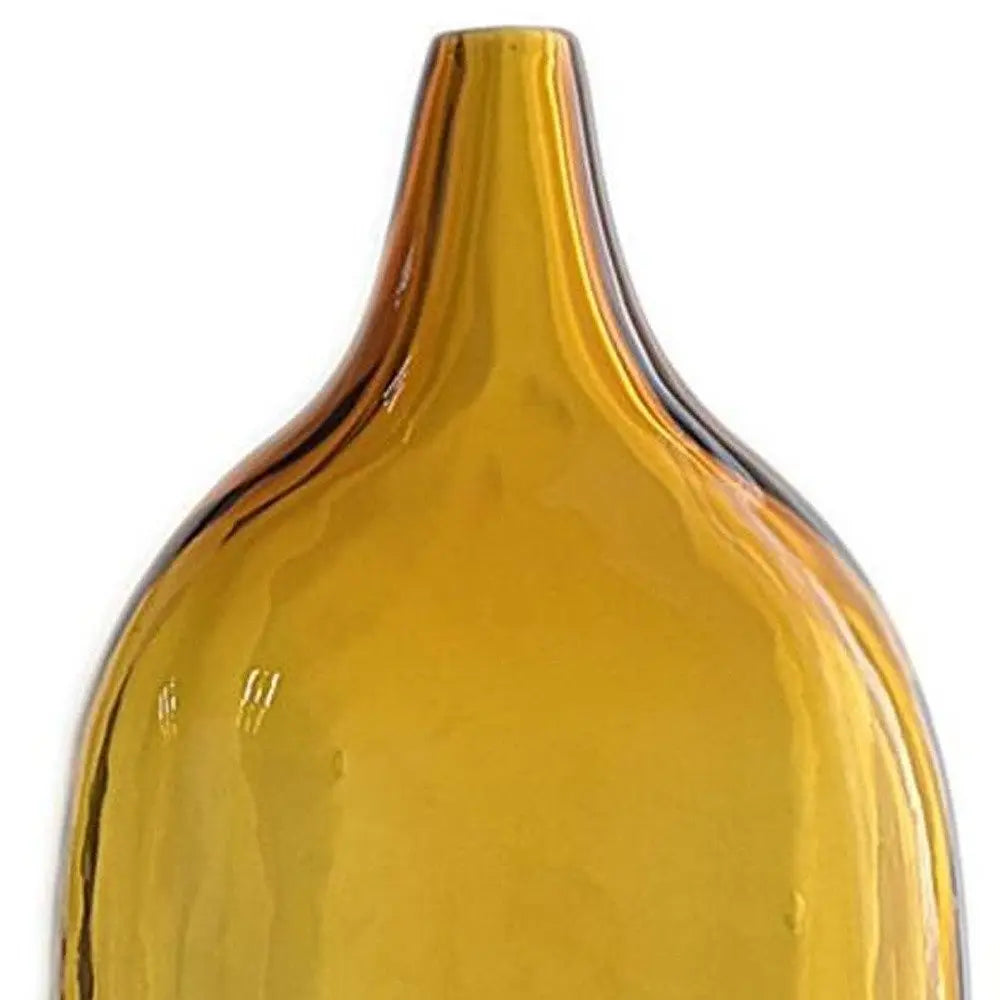 12" Amber Bud Glass Decorative Bottle - NOBLE HOME INTERIORS