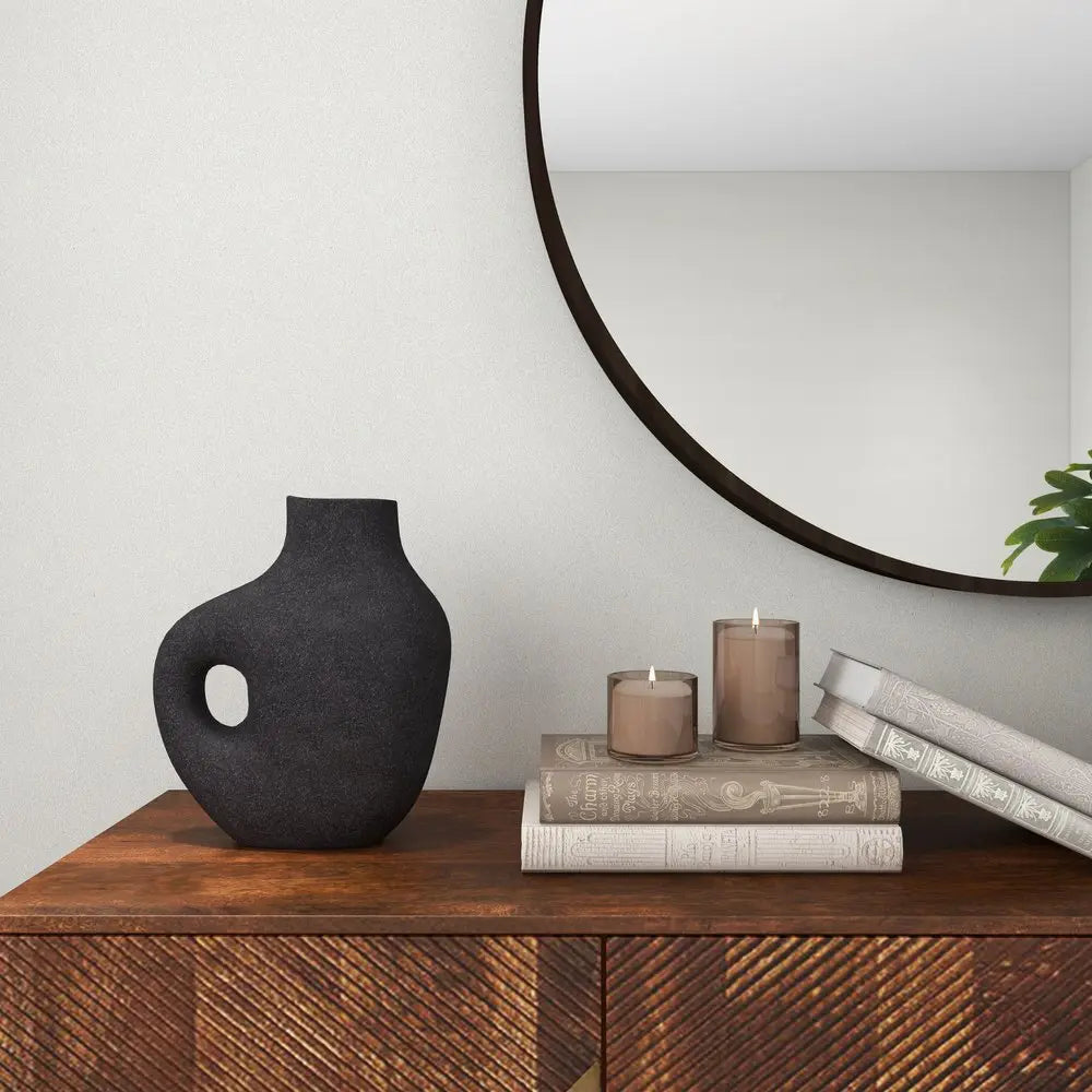 12" Black Aluminum Modern Abstract Table Vase - NOBLE HOME INTERIORS