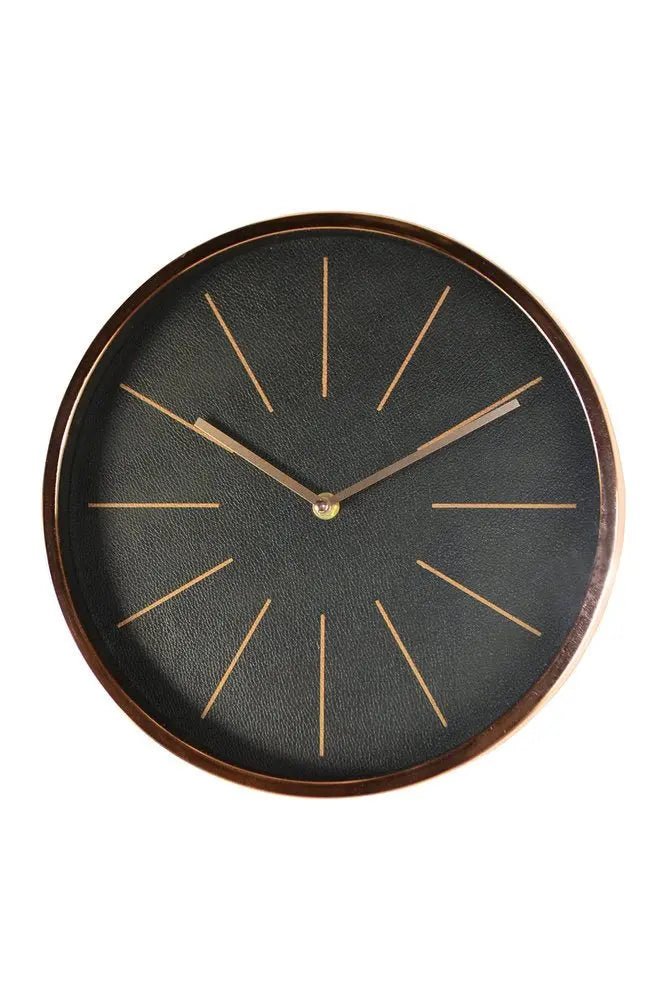 12" Black And Rose Gold Heavy Duty Plastic Silent Analog Round Wall Clock - NOBLE HOME INTERIORS