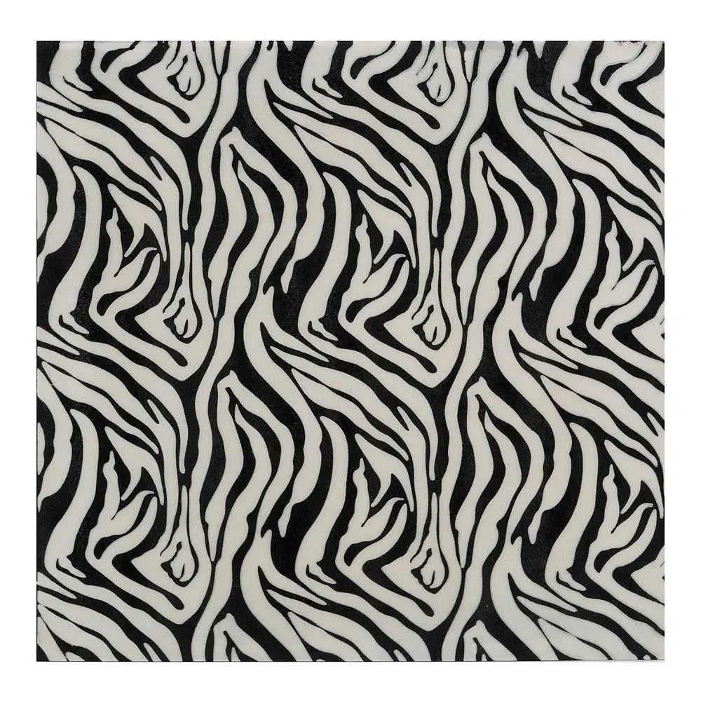 12" Black And White Zebra Iron And Resin Square Hanging Wall Tile - NOBLE HOME INTERIORS