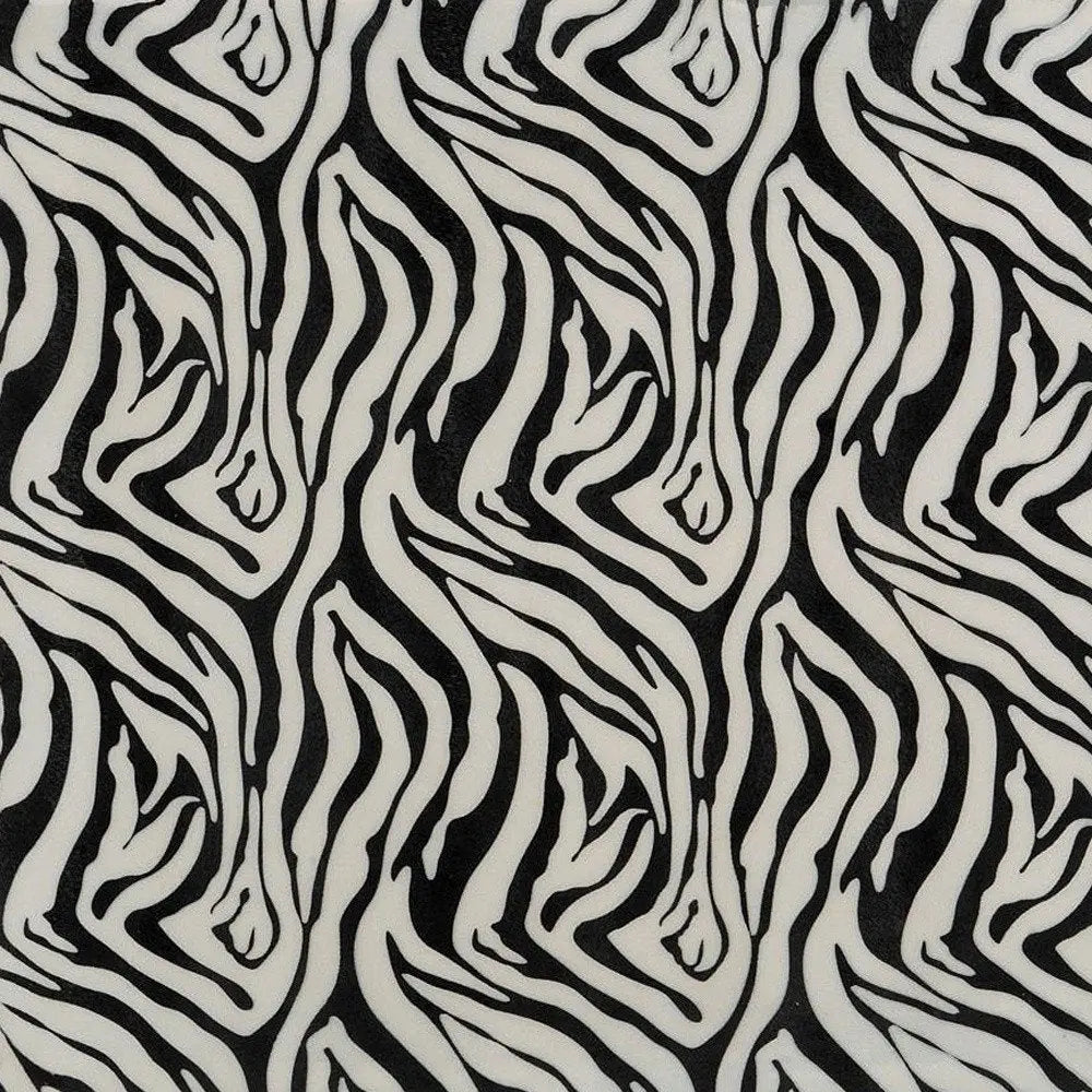 12" Black And White Zebra Iron And Resin Square Hanging Wall Tile - NOBLE HOME INTERIORS