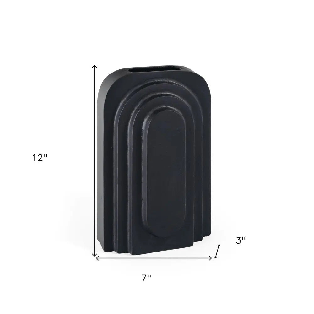 12" Black Geometric Aluminum Table Vase - NOBLE HOME INTERIORS
