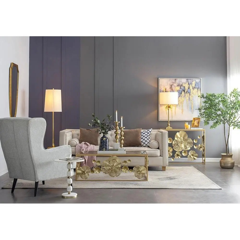 12" Blue And Gold Abstract Bud Glass Table Vase - NOBLE HOME INTERIORS