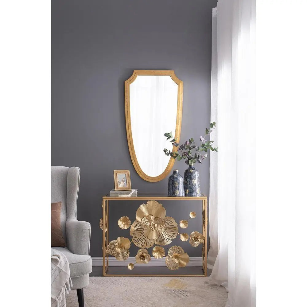 12" Blue And Gold Abstract Bud Glass Table Vase - NOBLE HOME INTERIORS