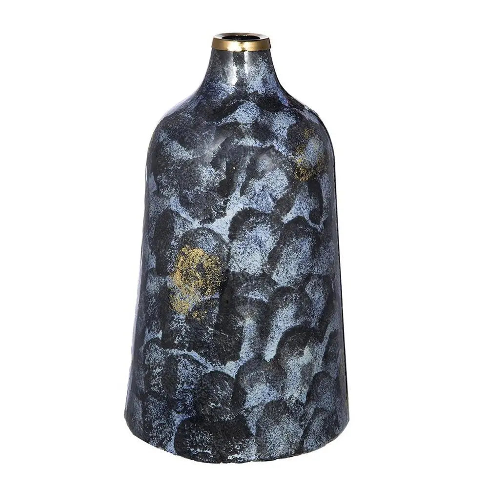 12" Blue And Gold Abstract Bud Glass Table Vase - NOBLE HOME INTERIORS