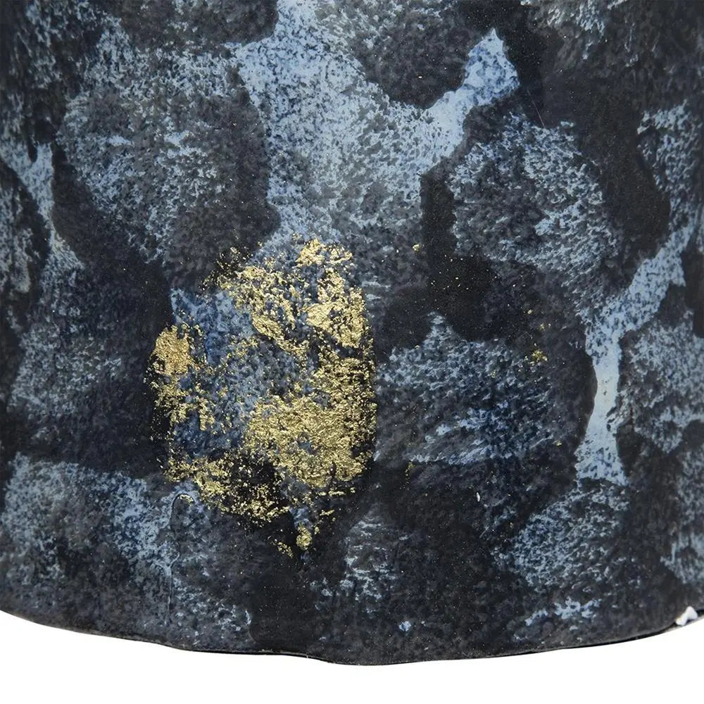 12" Blue And Gold Abstract Bud Glass Table Vase - NOBLE HOME INTERIORS