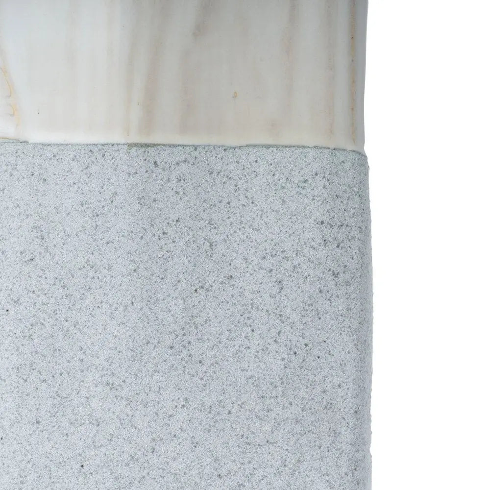 12" Brown Light Blue And Off White Color Block Square Ceramic Table Vase - NOBLE HOME INTERIORS