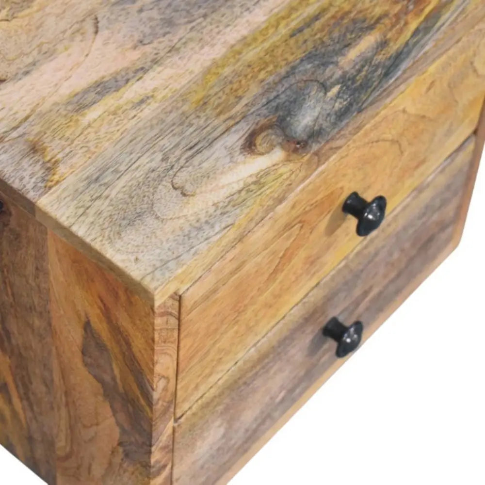 12" Brown Solid Wood Two Drawer Floating Nightstand - NOBLE HOME INTERIORS