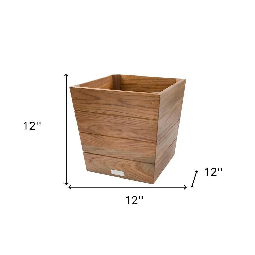 12" Brown Wood Indoor Outdoor Square Planter Box - NOBLE HOME INTERIORS