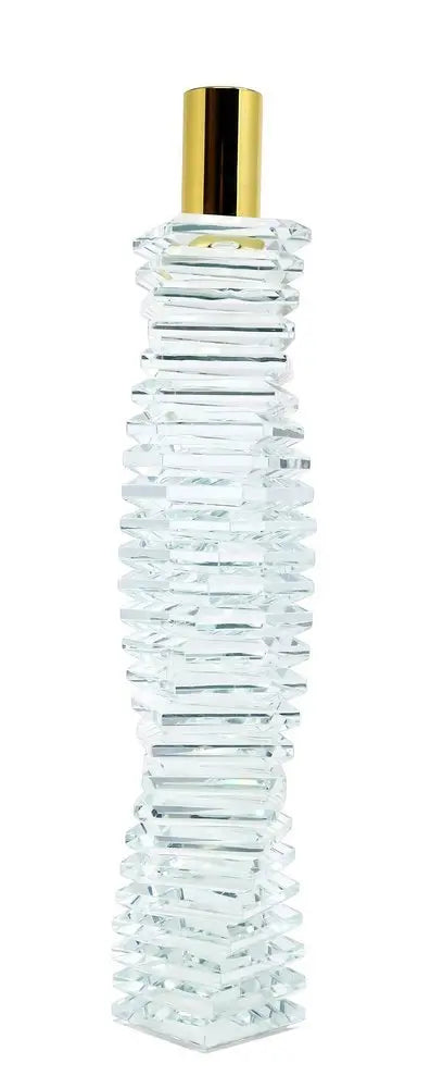 12" Clear And Gold Twisted Crystal Tabletop Taper Candlestick - NOBLE HOME INTERIORS