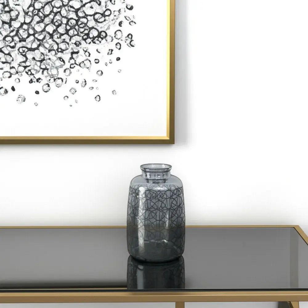 12" Dark Gray Geometric Round Glass Table Vase - NOBLE HOME INTERIORS