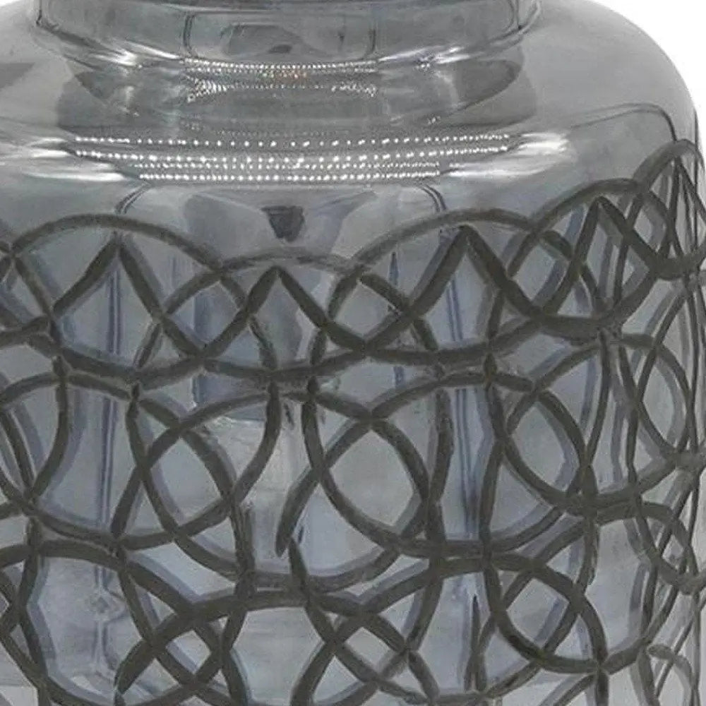 12" Dark Gray Geometric Round Glass Table Vase - NOBLE HOME INTERIORS