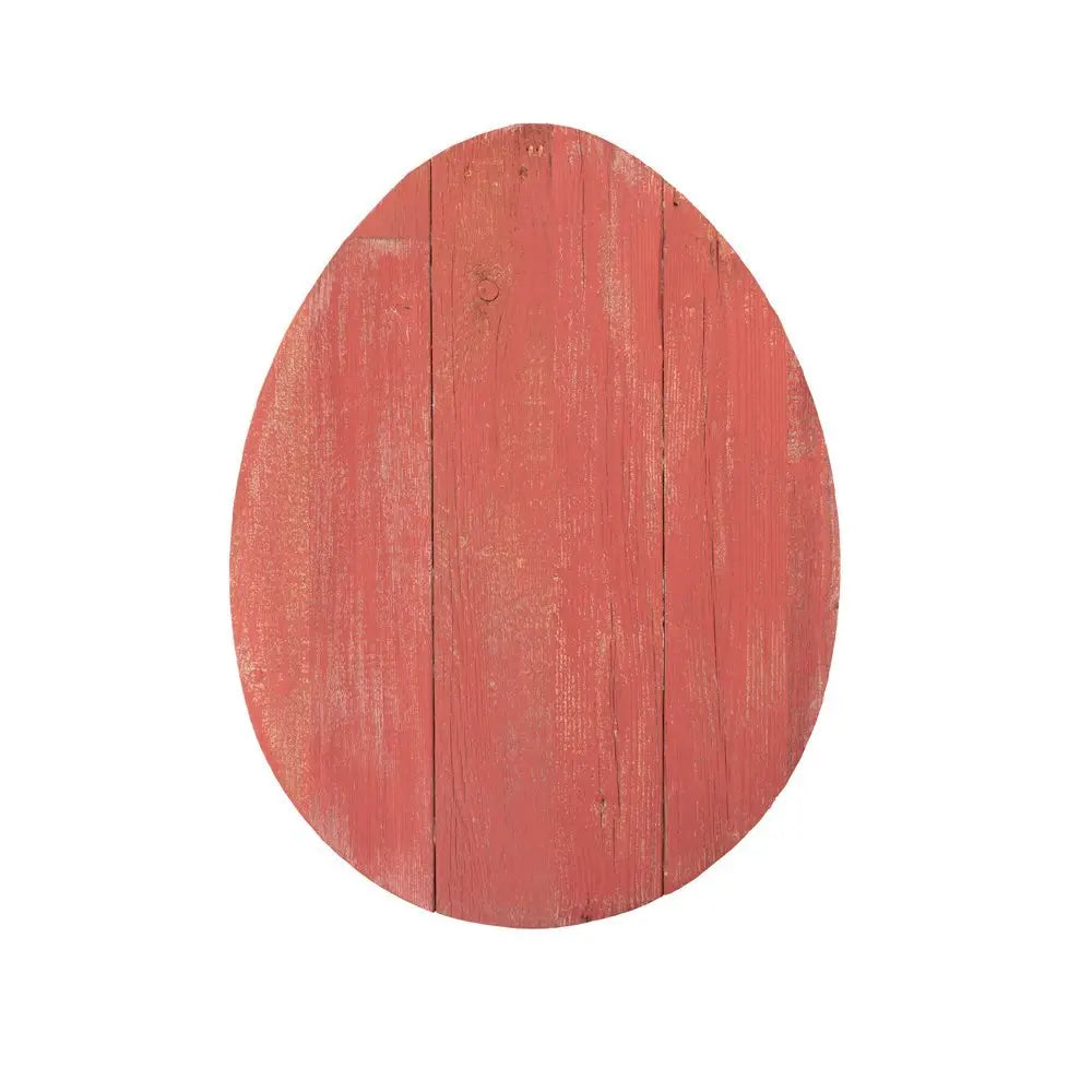12" Farmhouse Red Wooden Large Egg - NOBLE HOME INTERIORS