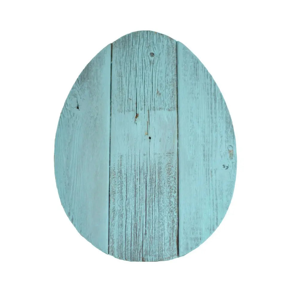 12" Farmhouse Turquoise Wooden Large Egg - NOBLE HOME INTERIORS
