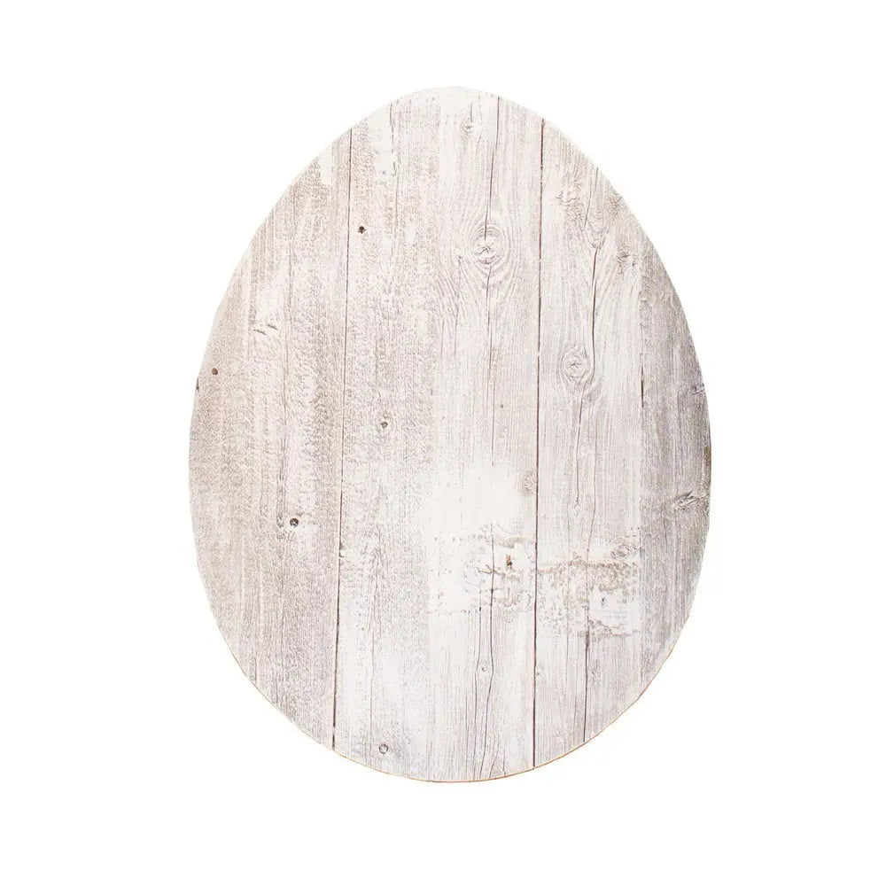 12" Farmhouse White Wwash Wooden Large Egg - NOBLE HOME INTERIORS
