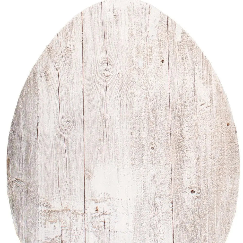 12" Farmhouse White Wwash Wooden Large Egg - NOBLE HOME INTERIORS