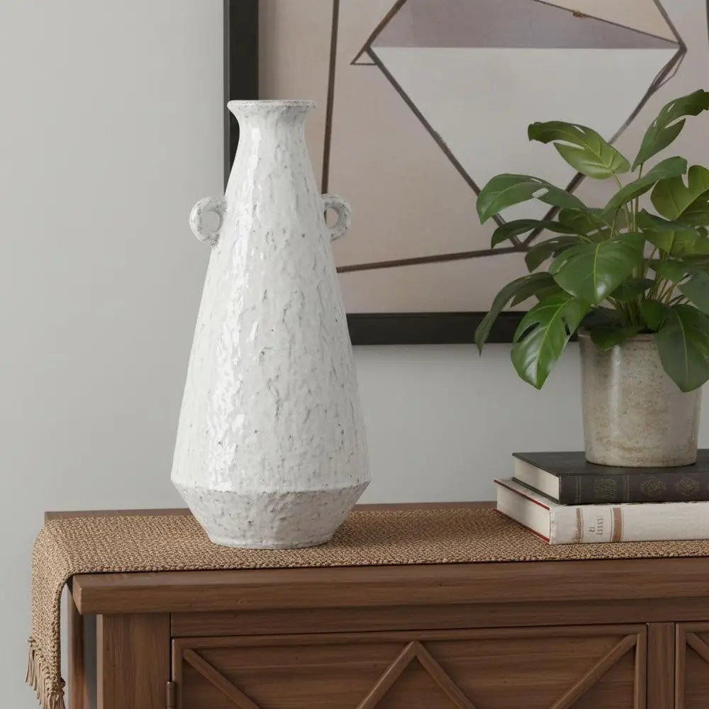 12" Ivory Terracotta Round Jug Vase - NOBLE HOME INTERIORS