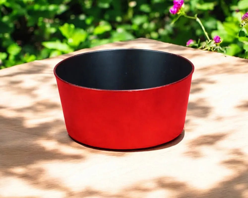 12" Red Recycled Plastic Indoor Outdoor Round Pot Planter - NOBLE HOME INTERIORS