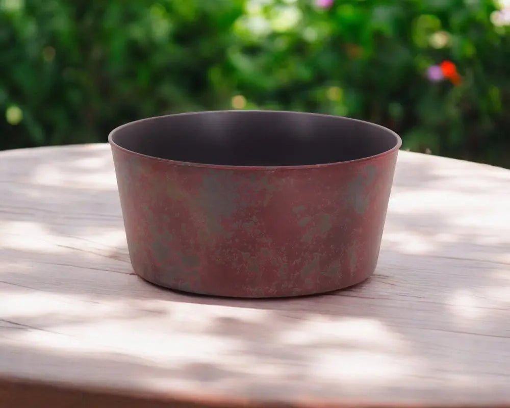 12" Red Recycled Plastic Indoor Outdoor Round Pot Planter - NOBLE HOME INTERIORS