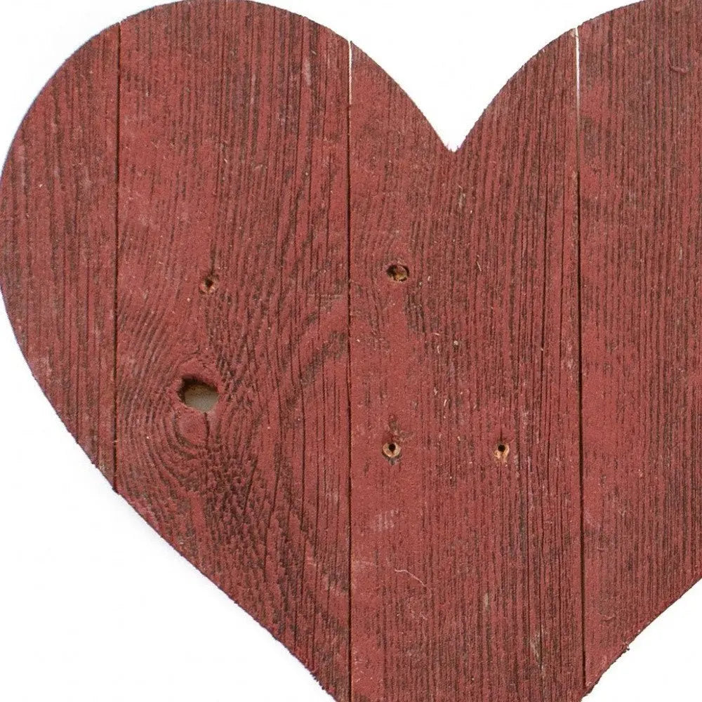 12" Rustic Red Reclaimed Wood Heart Wall Decor - NOBLE HOME INTERIORS