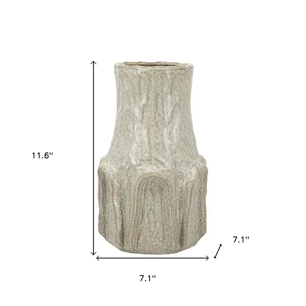 12" Sage And Gray Round Ceramic Table Vase - NOBLE HOME INTERIORS