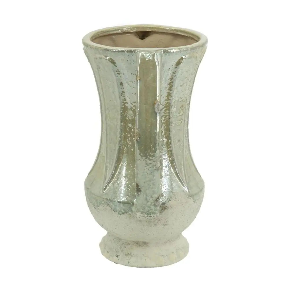 12" Sage And Ivory Amphora Ceramic Table Vase - NOBLE HOME INTERIORS