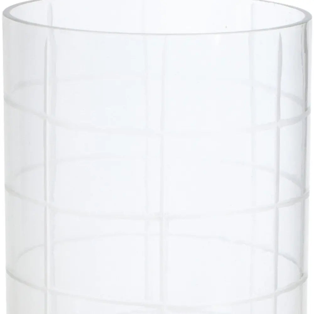 12" Silver And Clear Geometric Iron And Glass Tabletop Hurricane Candle Holder - NOBLE HOME INTERIORS