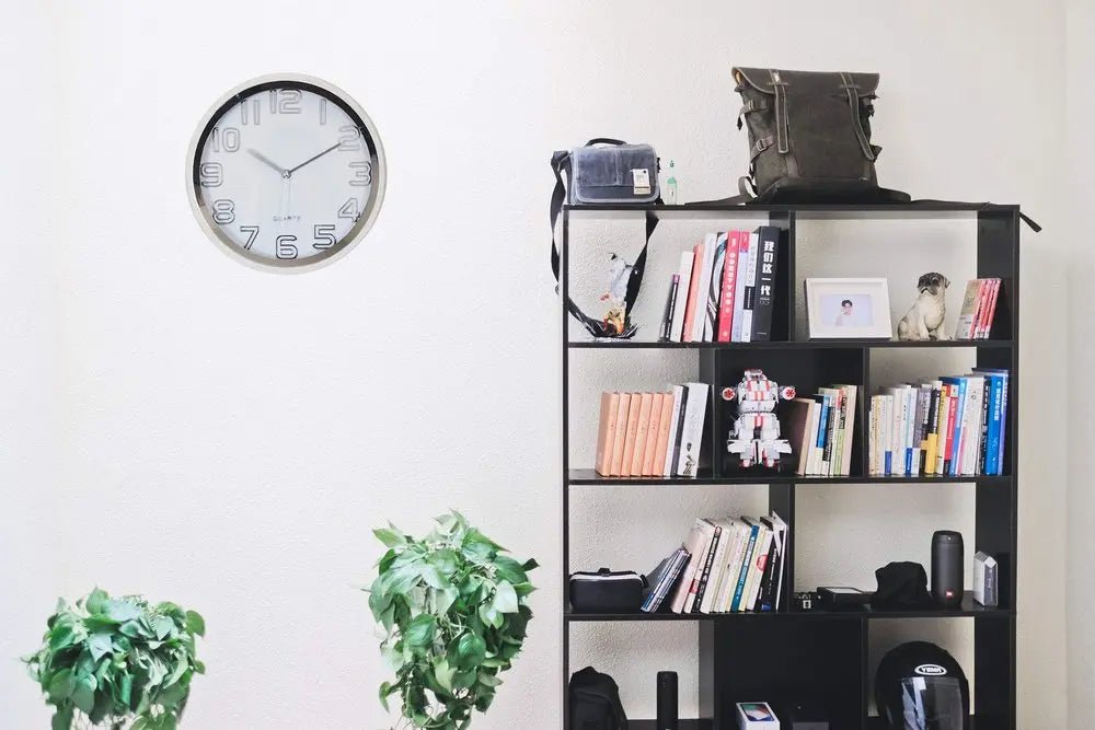 12" Silver And White Heavy Duty Plastic Silent Analog Round Wall Clock - NOBLE HOME INTERIORS