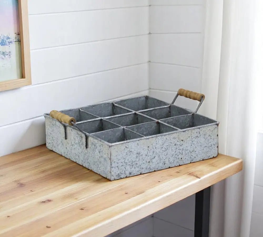 12" Silver Galvanized Metal Box - NOBLE HOME INTERIORS