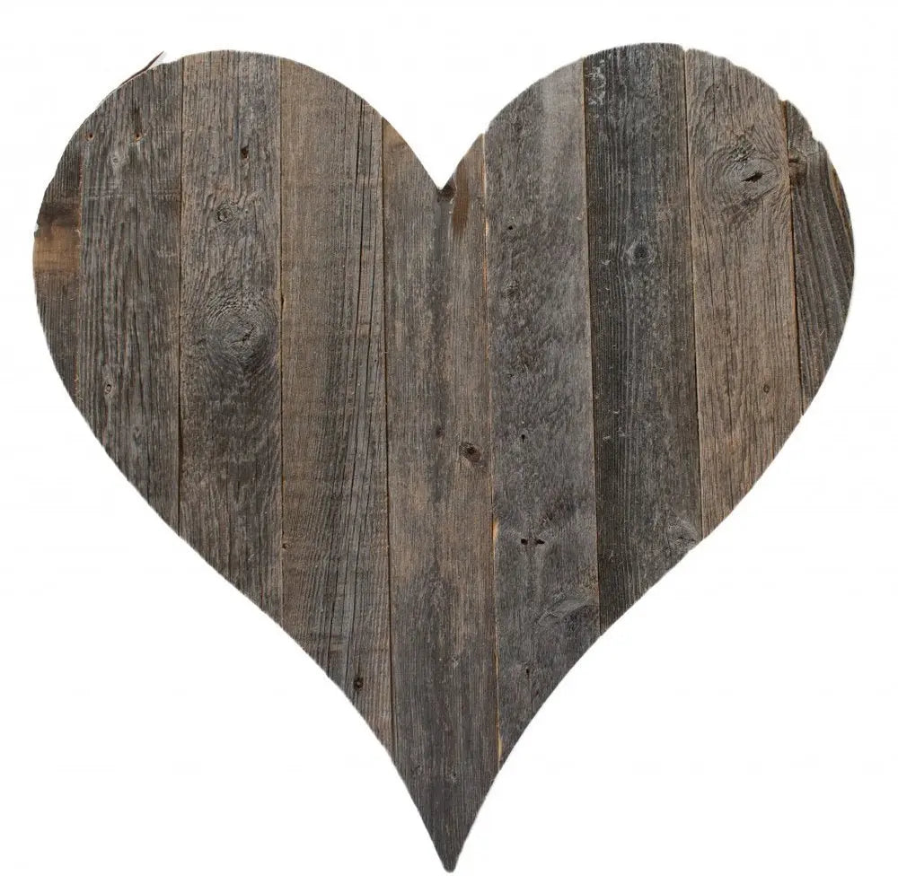 12" Weathered Gray Reclaimed Wood Heart Wall Decor - NOBLE HOME INTERIORS