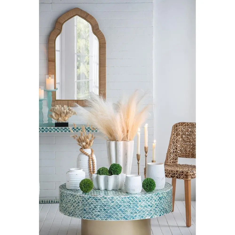 12" White Stoneware Round Jug Vase - NOBLE HOME INTERIORS