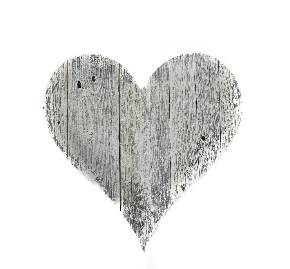 12" Whitewash Reclaimed Wood Heart Wall Decor - NOBLE HOME INTERIORS