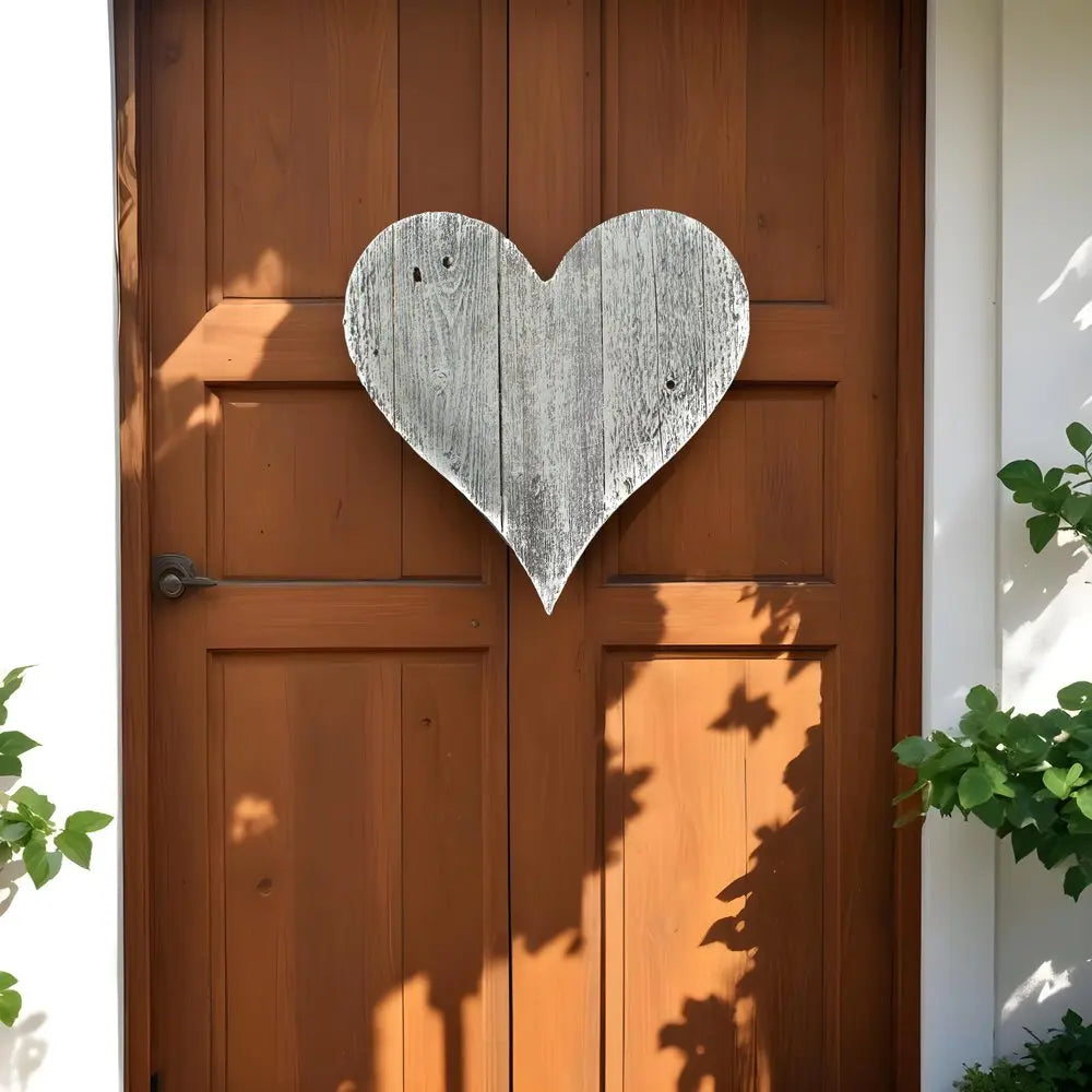 12" Whitewash Reclaimed Wood Heart Wall Decor - NOBLE HOME INTERIORS