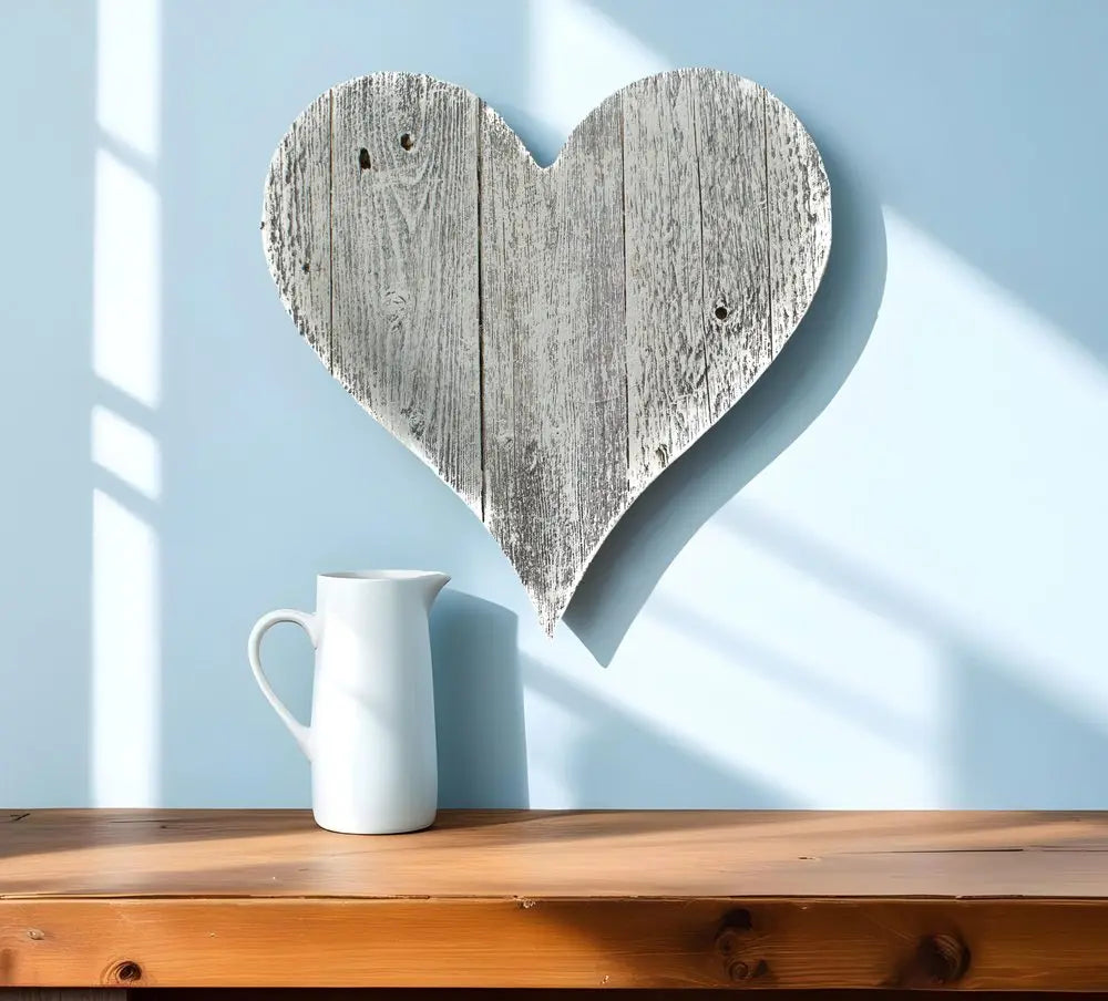 12" Whitewash Reclaimed Wood Heart Wall Decor - NOBLE HOME INTERIORS