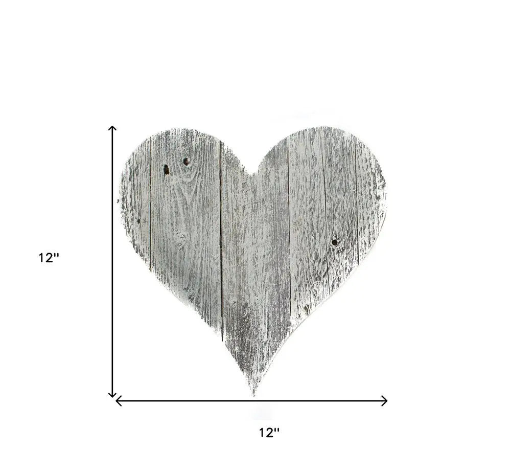 12" Whitewash Reclaimed Wood Heart Wall Decor - NOBLE HOME INTERIORS