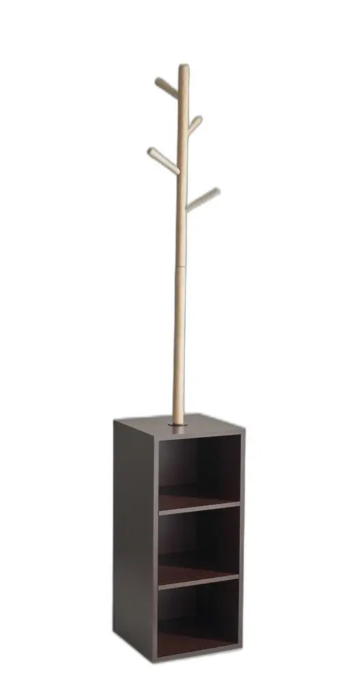 12" X 12" X 69" Walnut Walnut Storage Coat Rack - NOBLE HOME INTERIORS