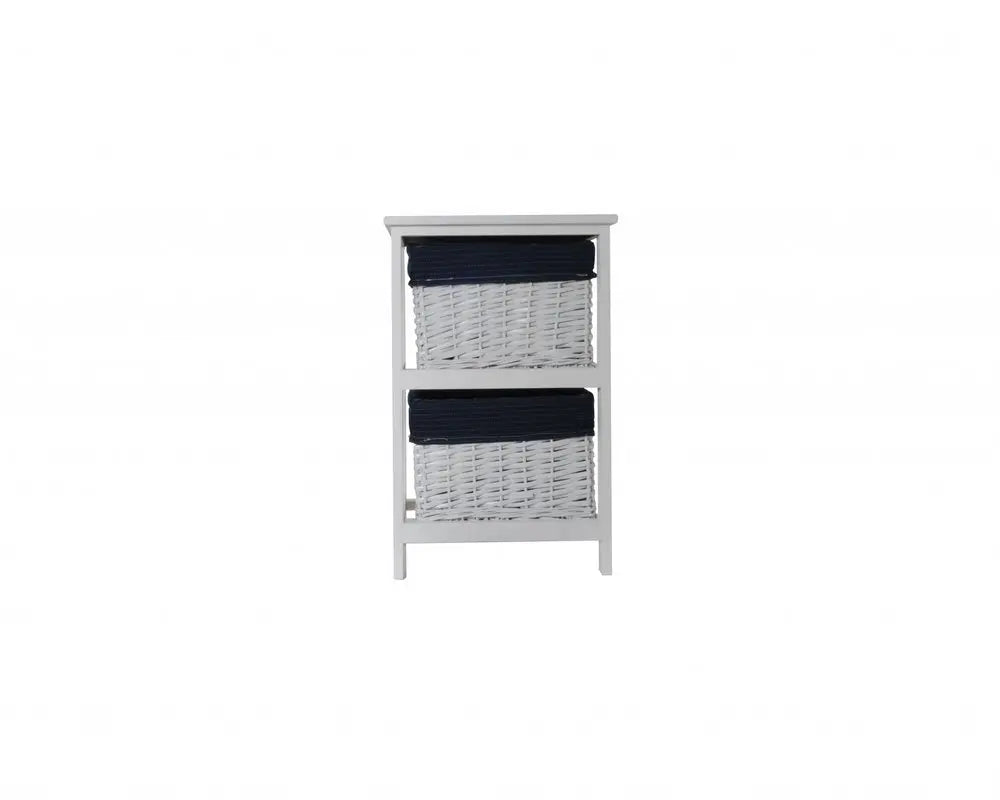 12.5" X 16" X 25" White Blue Portable 2 Drawers - NOBLE HOME INTERIORS